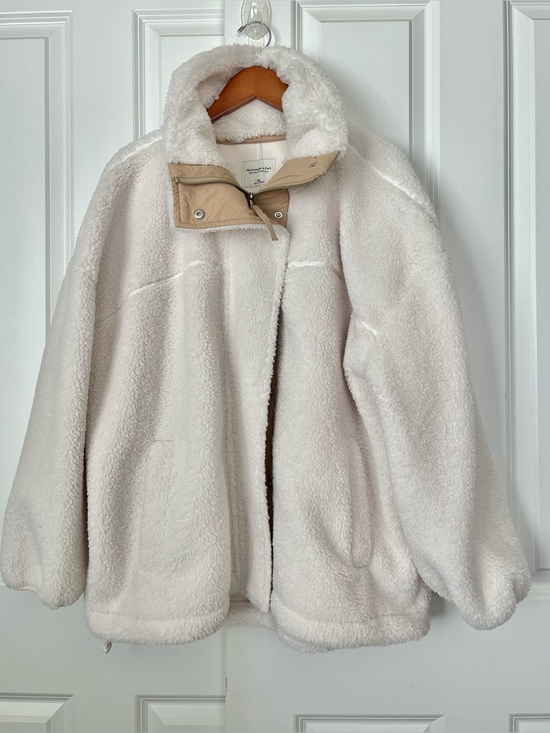 Abercrombie & Fitch Jackets & Blazers - Abercrombie Fitch Soft AF Sherpa Teddy Zip Jacket XXL Women’s Ivory Cream